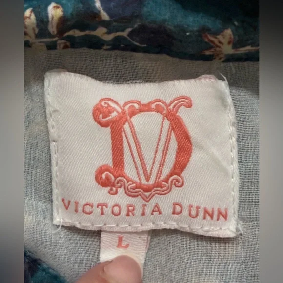 Victoria Dunn bohemian tunic dress in a rich teal print floral100% cotton sizeLG - Picture 5 of 11